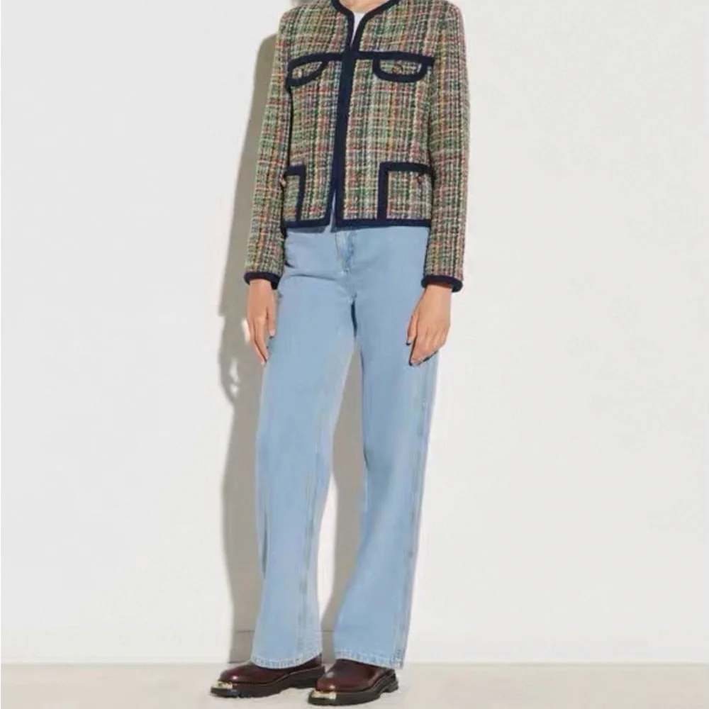 Sandro wool Stylish Plaid Blazer and Skirt Set - Picture 4 of 7